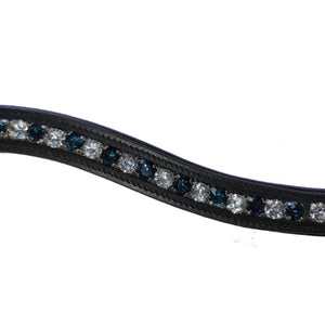 Frontal clips strass argent et bleu