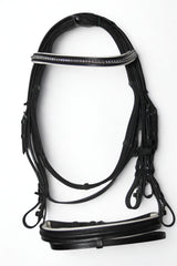 Filet et rênes cuir noir et blanc - club - equipassion - boutique