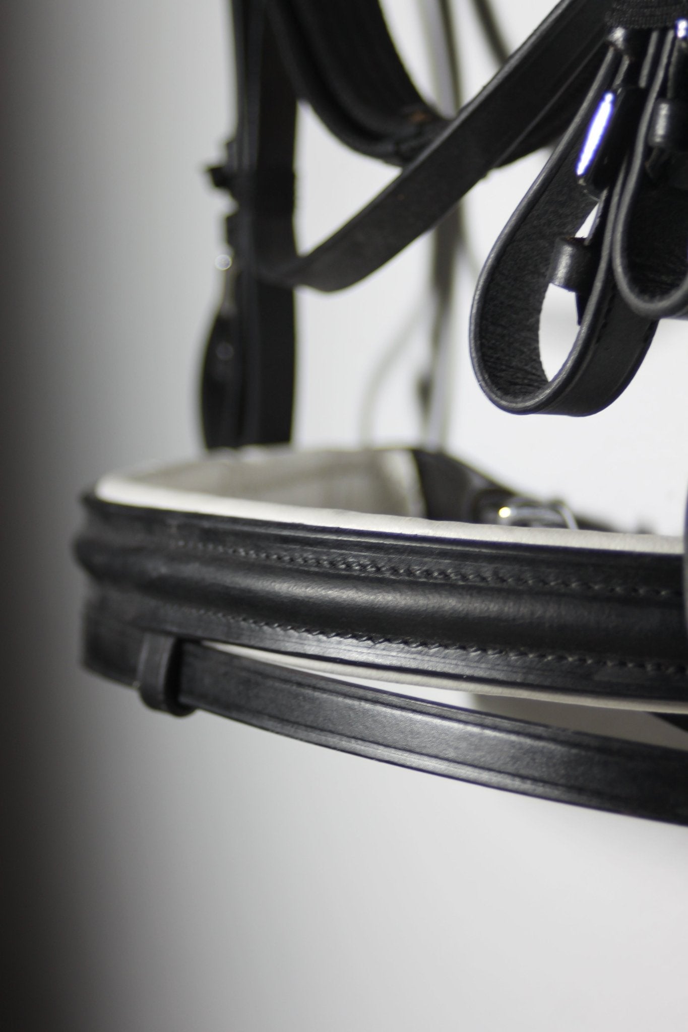 Filet et rênes cuir noir et blanc - club - equipassion - boutique