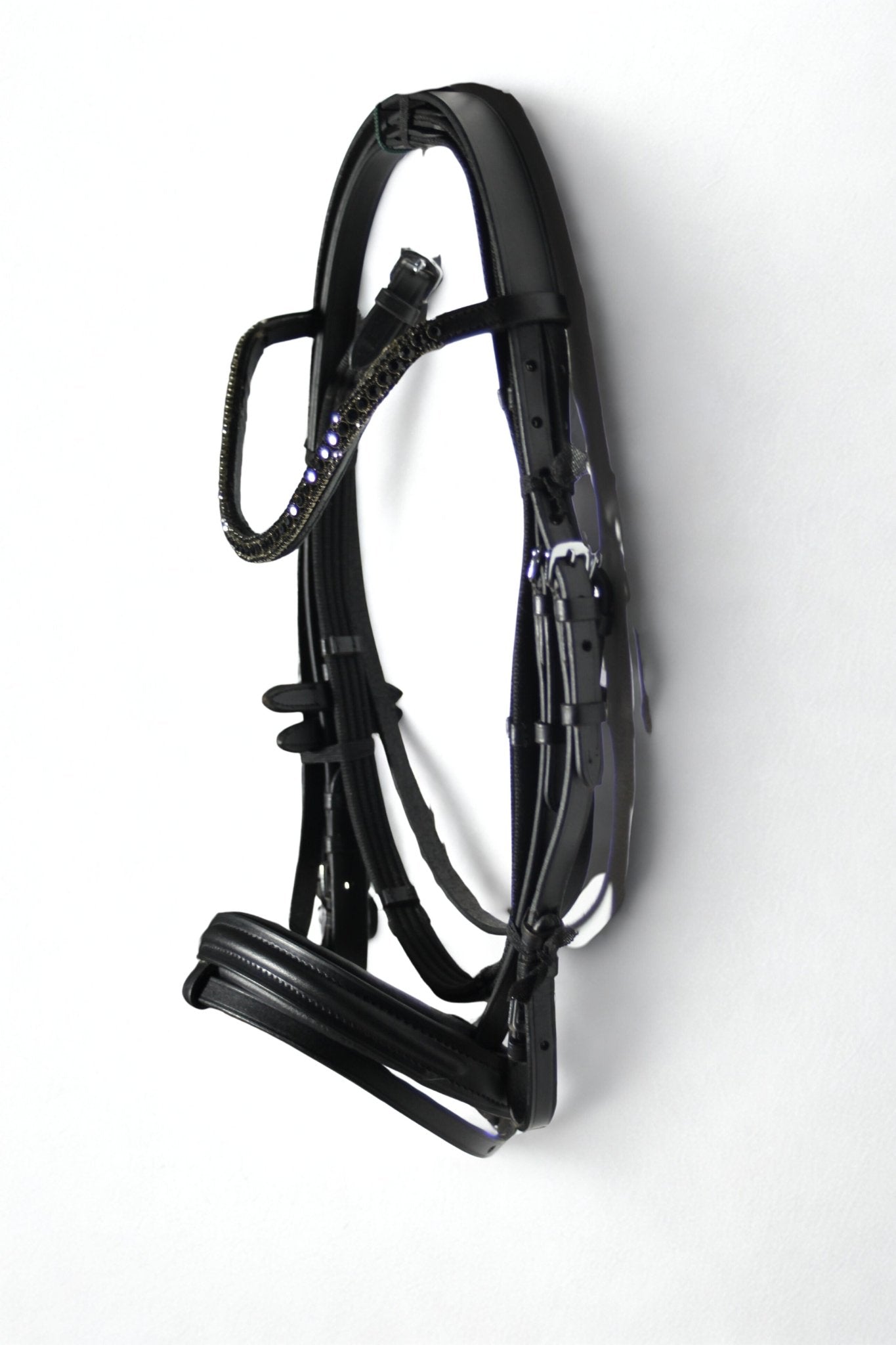 Filet et rênes cuir noir et strass - club - equipassion - boutique