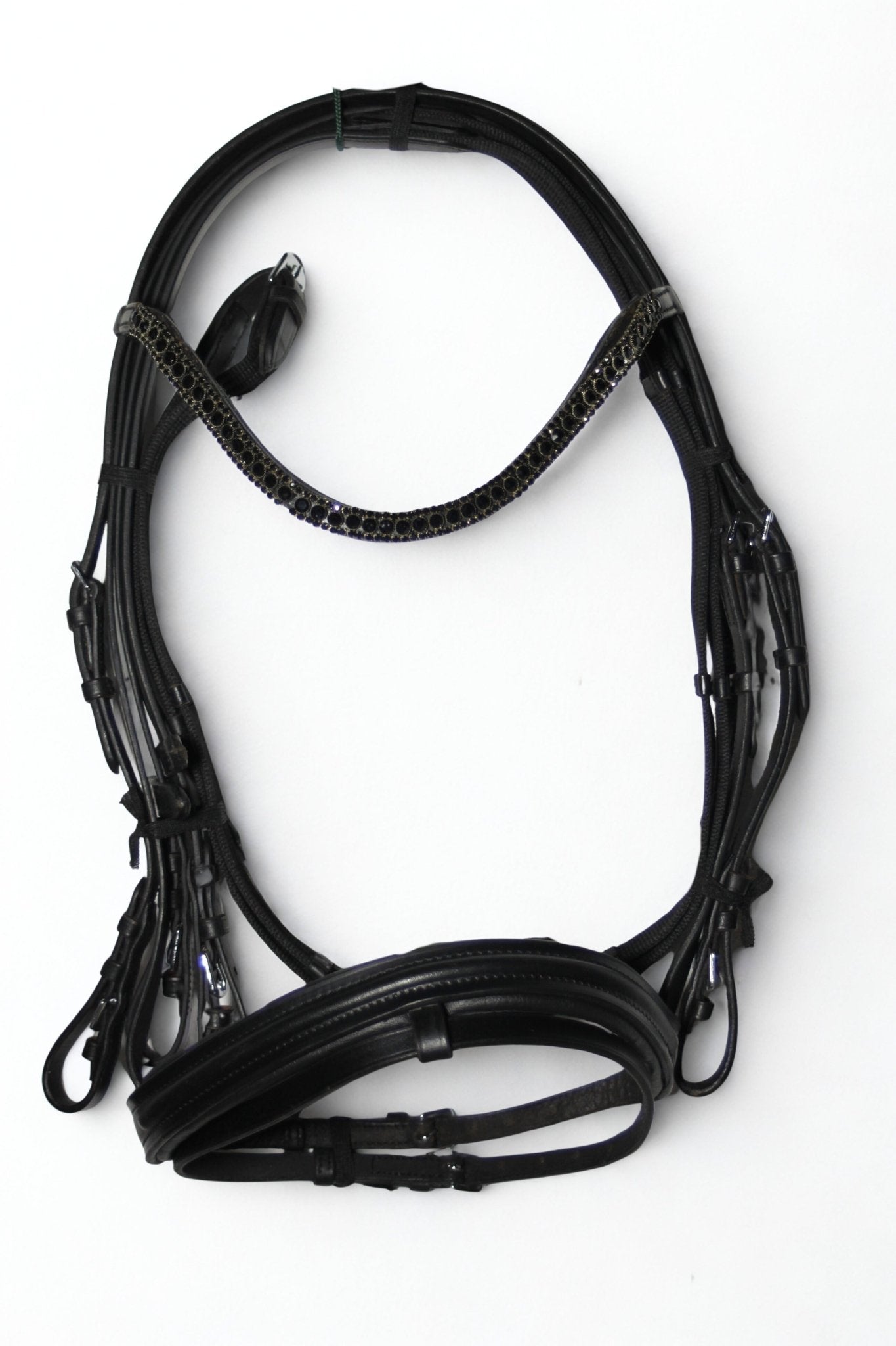 Filet et rênes cuir noir et strass - club - equipassion - boutique