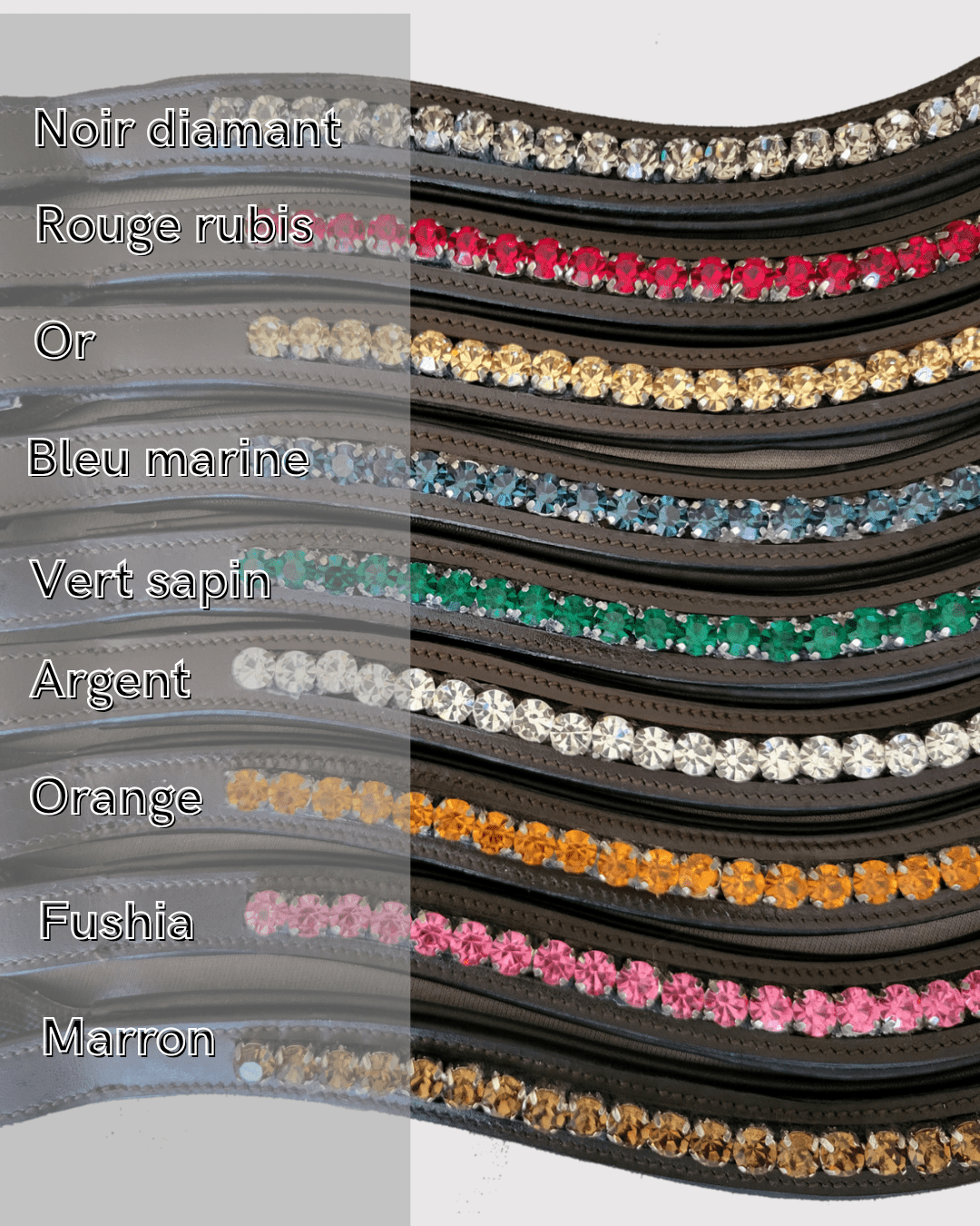 Frontal clips incurvé en cristal personnalisable plusieurs couleurs - equipassion - boutique