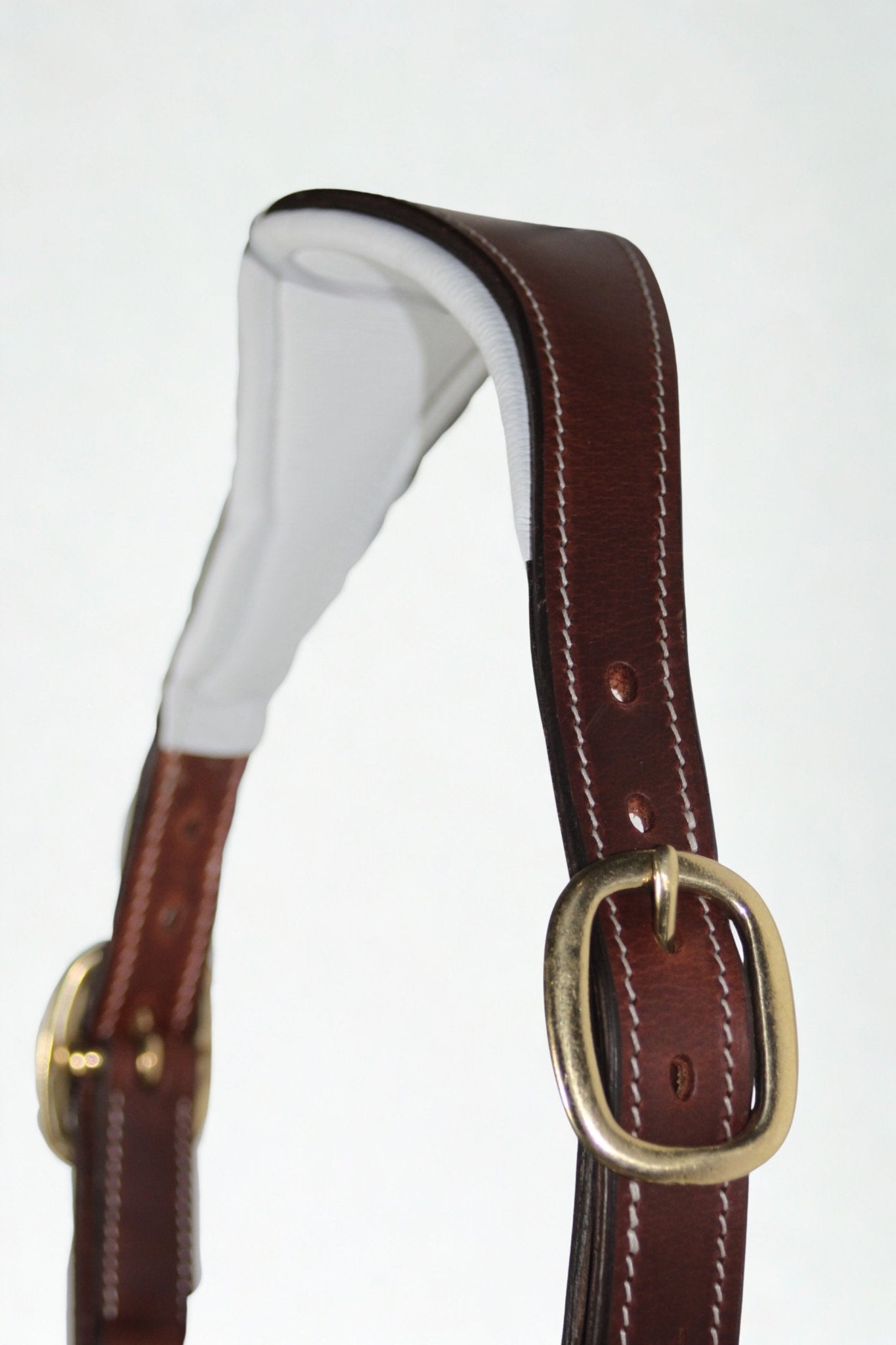 Licol cuir cognac tressé - equipassion - boutique