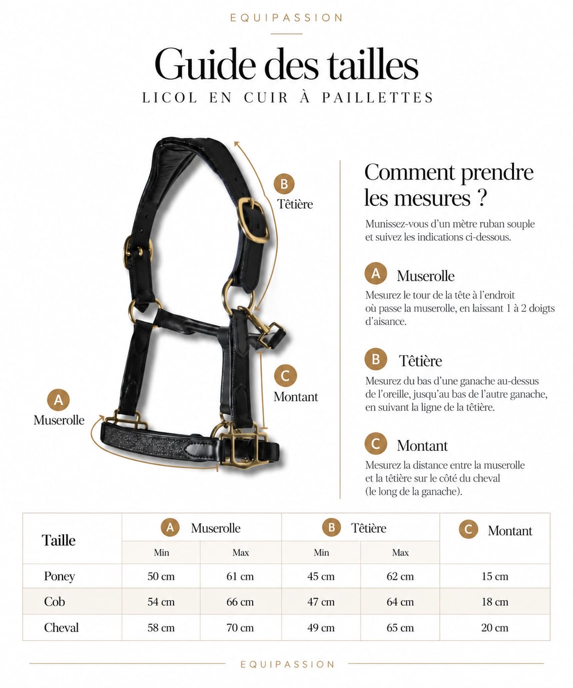 Licol en cuir à paillettes Universe | Equipassion - equipassion-boutique