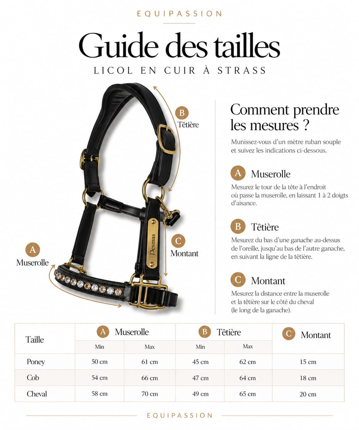 Licol shetland en cuir noir avec strass personnalisable | Equipassion - equipassion-boutique