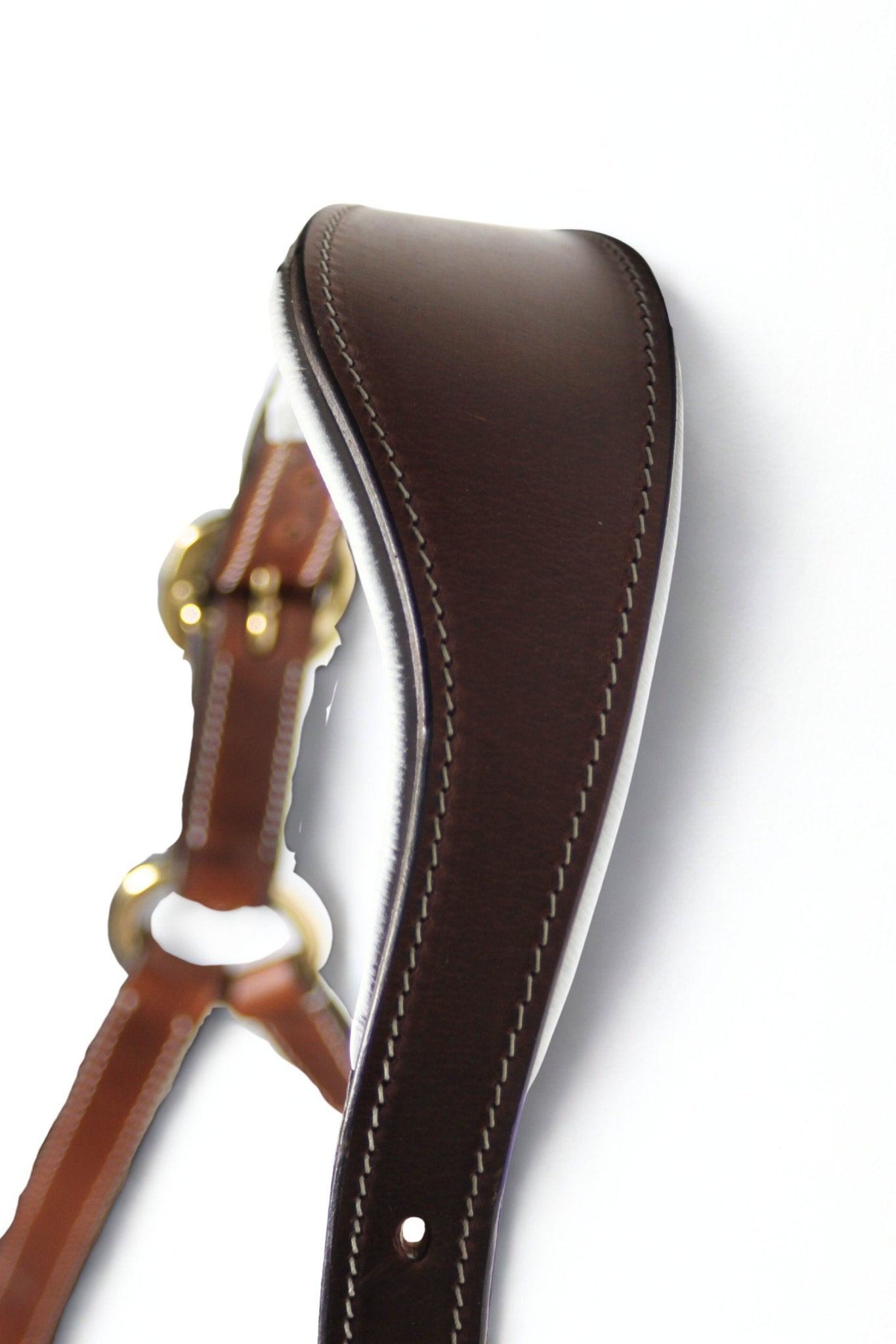 Licol cuir cognac tressé - equipassion - boutique