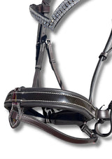 Muserolle pull-back anatomique en cuir havane glossy | Equipassion - equipassion-boutique