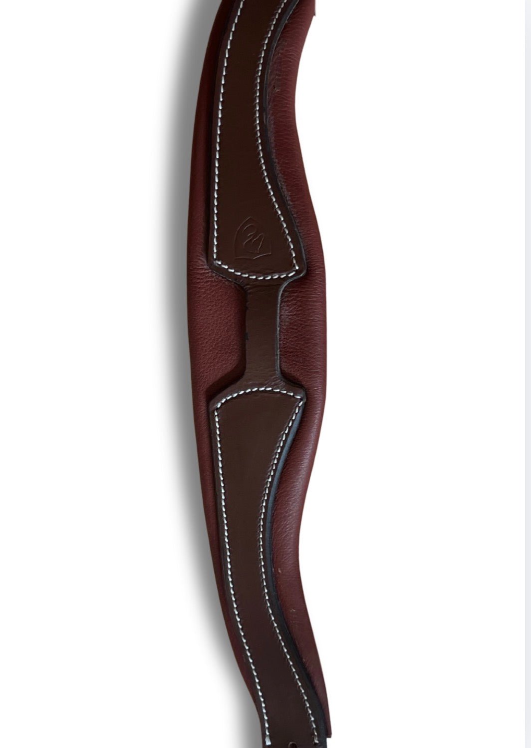 Têtière Anatomique en cuir Noisette coutures Blanche I Equipassion - equipassion-boutique