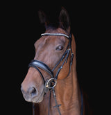 Filet anatomique en cuir noir avec frontal à strass - equipassion - boutique